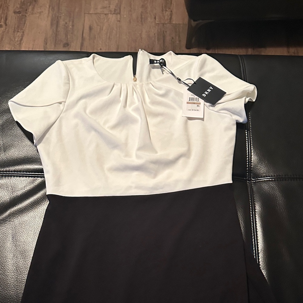 DKNY Two-Tone Black and White Dress